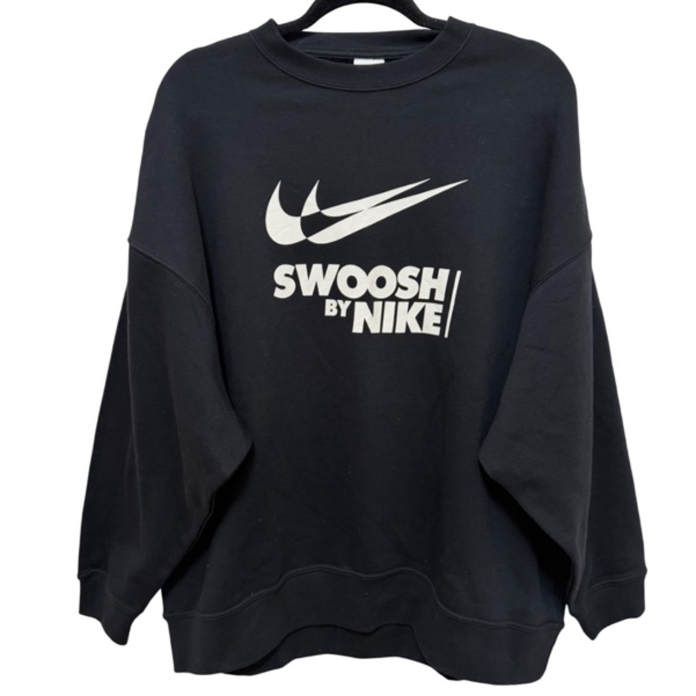 Nike Sportswear NWT Oversized Fleece Crew Neck Sweatshirt Black Women’s Small - Picture 2 of 14